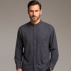 Pierre Cardin Men's Charcoal Gray Pinstripe Shirt – Size M, 100% Rayon